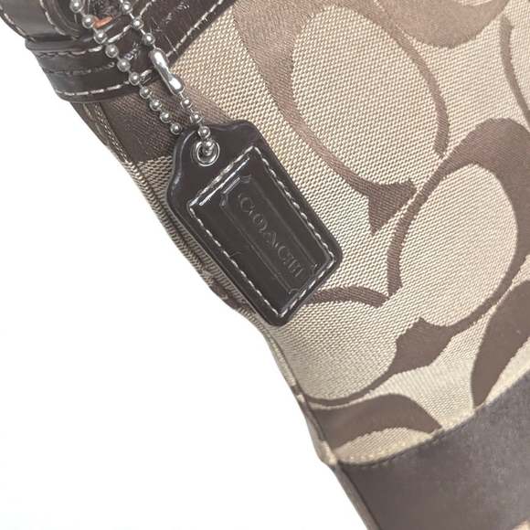 Authentic COACH F13674 Signature Crossbody Shoulder Bag Brown Canvas Leather - Picture 11 of 15